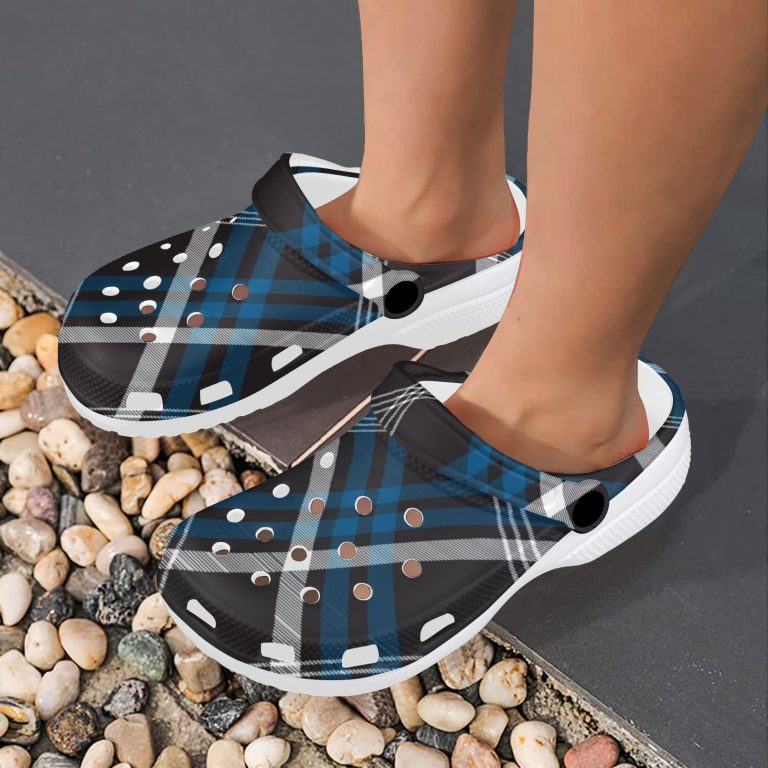 Plaid Superior Comfort Clogs in Red, Blue and Green Plaid alternative to Crocs exclusive collection offering durability, ventilation and a secure fit.