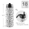 Custom Sports Water Bottle with Straw Lid - Premium stainless steel construction ensures durability and non-toxicity. Flip straw lid design for convenient opening and closing. Durable folding handle for easy portability at the gym. Double wall insulation keeps drinks warm or cold for a longer duration. Large 18 Oz capacity suitable for various occasions. Hand wash ONLY with soapy hot water for maintenance.