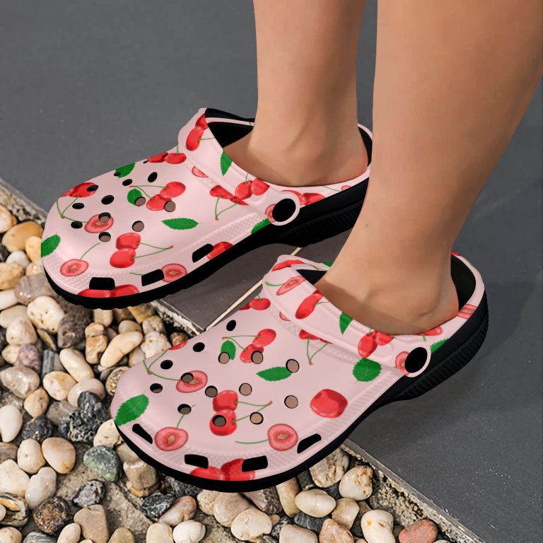 Abundifind Crocs - Waterproof, dirt-resistant, and breathable foam lounge shoes with vibrant fruit-inspired prints. Find the perfect pair in Apple, Cherry, Blueberry, Lemon, and Pear designs.