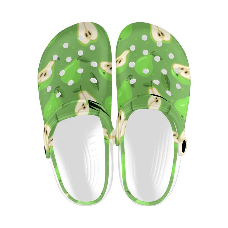 Abundifind Crocs - Waterproof, dirt-resistant, and breathable foam lounge shoes with vibrant fruit-inspired prints. Find the perfect pair in Apple, Cherry, Blueberry, Lemon, and Pear designs.