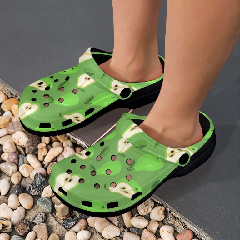 Abundifind Crocs - Waterproof, dirt-resistant, and breathable foam lounge shoes with vibrant fruit-inspired prints. Find the perfect pair in Apple, Cherry, Blueberry, Lemon, and Pear designs.