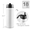 Custom Sports Water Bottle with Straw Lid - Premium stainless steel construction ensures durability and non-toxicity. Flip straw lid design for convenient opening and closing. Durable folding handle for easy portability at the gym. Double wall insulation keeps drinks warm or cold for a longer duration. Large 18 Oz capacity suitable for various occasions. Hand wash ONLY with soapy hot water for maintenance.