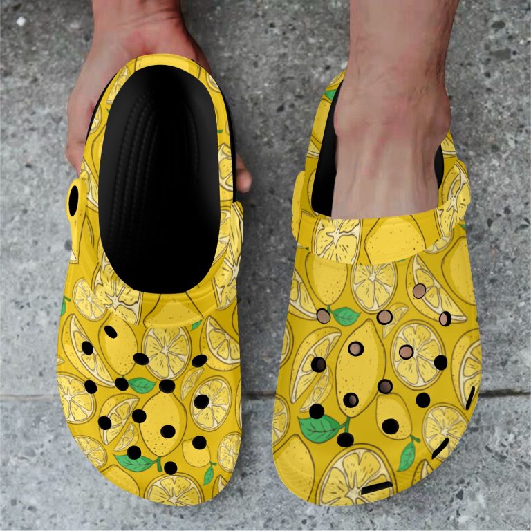 Abundifind Crocs - Waterproof, dirt-resistant, and breathable foam lounge shoes with vibrant fruit-inspired prints. Find the perfect pair in Apple, Cherry, Blueberry, Lemon, and Pear designs.