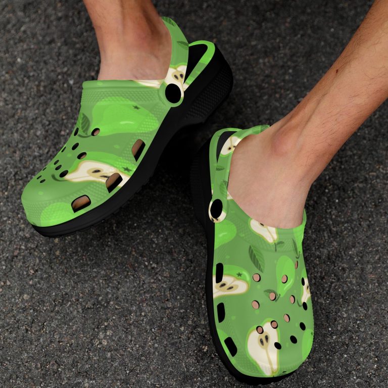 Abundifind Crocs - Waterproof, dirt-resistant, and breathable foam lounge shoes with vibrant fruit-inspired prints. Find the perfect pair in Apple, Cherry, Blueberry, Lemon, and Pear designs.