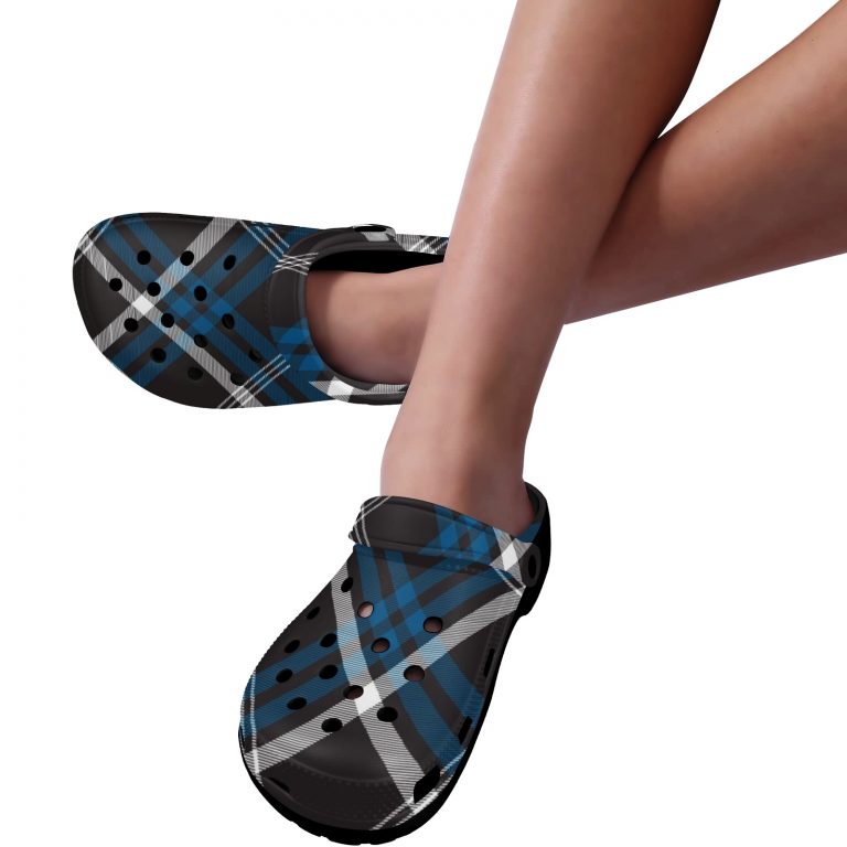 Plaid Superior Comfort Clogs in Red, Blue and Green Plaid alternative to Crocs exclusive collection offering durability, ventilation and a secure fit.
