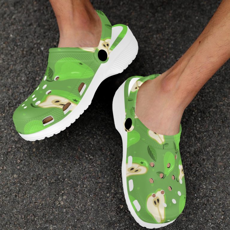 Abundifind Crocs - Waterproof, dirt-resistant, and breathable foam lounge shoes with vibrant fruit-inspired prints. Find the perfect pair in Apple, Cherry, Blueberry, Lemon, and Pear designs.