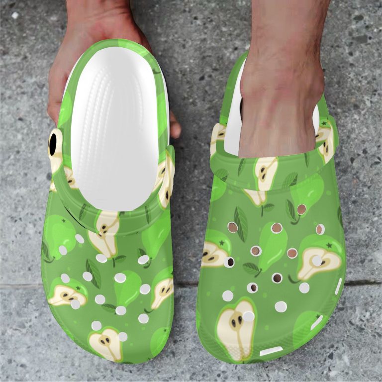 Abundifind Crocs - Waterproof, dirt-resistant, and breathable foam lounge shoes with vibrant fruit-inspired prints. Find the perfect pair in Apple, Cherry, Blueberry, Lemon, and Pear designs.