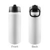 Custom Sports Water Bottle with Straw Lid - Premium stainless steel construction ensures durability and non-toxicity. Flip straw lid design for convenient opening and closing. Durable folding handle for easy portability at the gym. Double wall insulation keeps drinks warm or cold for a longer duration. Large 18 Oz capacity suitable for various occasions. Hand wash ONLY with soapy hot water for maintenance.