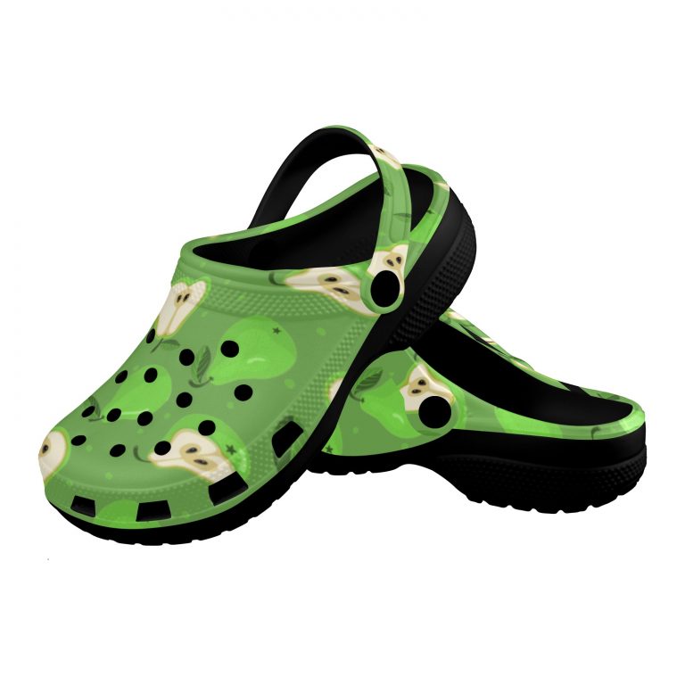 Abundifind Crocs - Waterproof, dirt-resistant, and breathable foam lounge shoes with vibrant fruit-inspired prints. Find the perfect pair in Apple, Cherry, Blueberry, Lemon, and Pear designs.