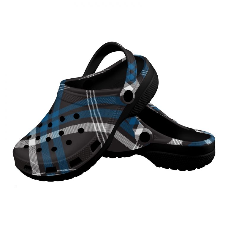 Plaid Superior Comfort Clogs in Red, Blue and Green Plaid alternative to Crocs exclusive collection offering durability, ventilation and a secure fit.