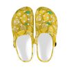 Abundifind Crocs - Waterproof, dirt-resistant, and breathable foam lounge shoes with vibrant fruit-inspired prints. Find the perfect pair in Apple, Cherry, Blueberry, Lemon, and Pear designs.