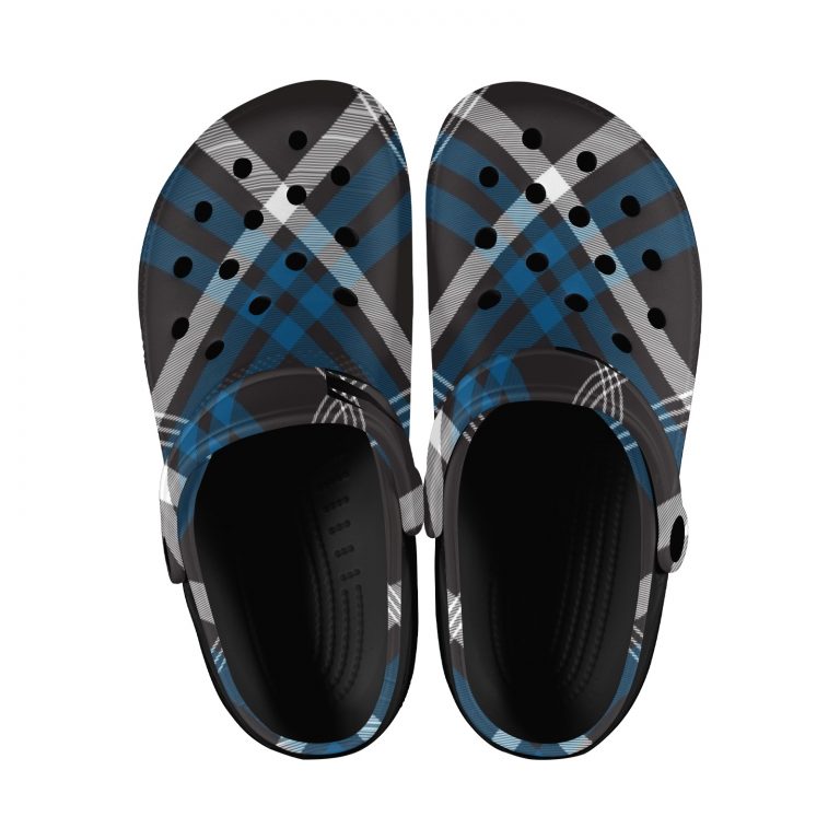 Plaid Superior Comfort Clogs in Red, Blue and Green Plaid alternative to Crocs exclusive collection offering durability, ventilation and a secure fit.