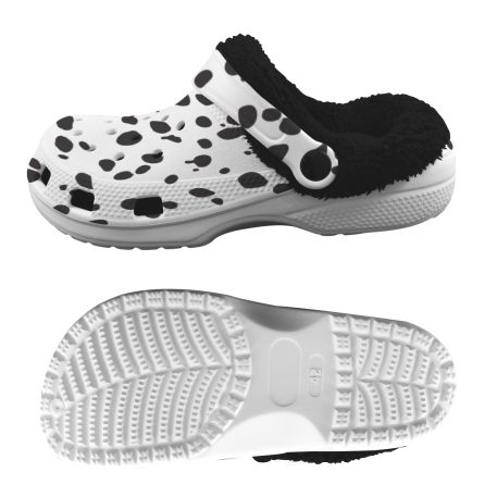 Crocs Clogg Cloggs - Waterproof and dirt-resistant with foam for breathability and walking comfort. Experience the cozy warmth of Sherpa Fleece thermal lining in trendy animal prints like rose gold Cheetah, Cow, Dalmatian, and Leopard. Made with Ethylene Vinyl Acetate (EVA) material, these Crocs are perfect for lounging in style.