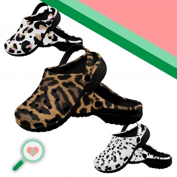 Crocs waterproof dirt resistant custom foam breathable walking lounge Cheetah Print Animal skin print Dalmatian Print Rose Gold
