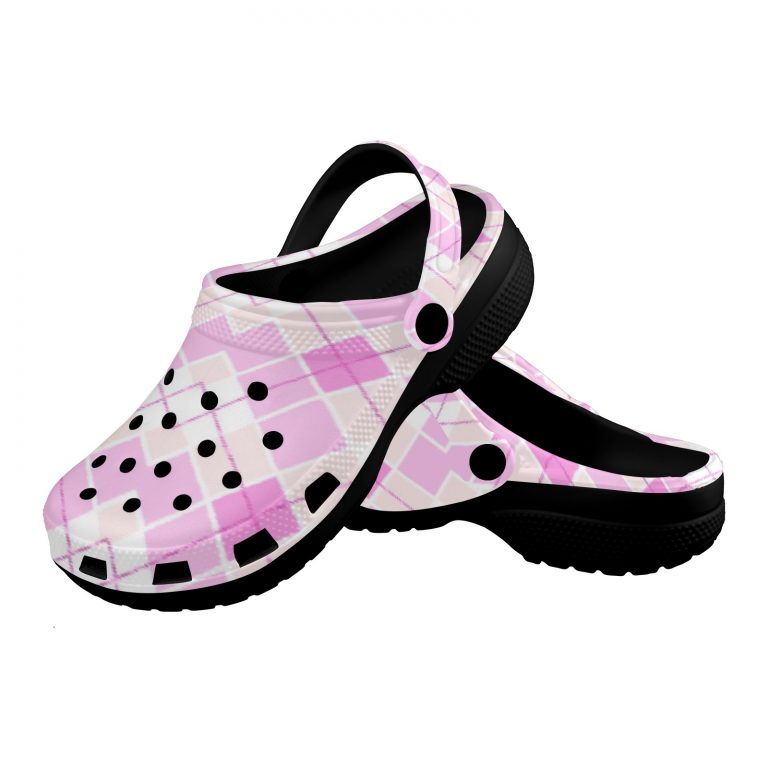 Plaid Superior Comfort Clogs in Red, Blue and Green Plaid alternative to Crocs exclusive collection offering durability, ventilation and a secure fit.