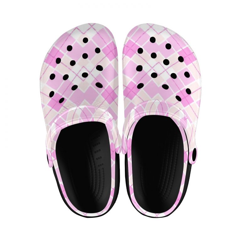 Plaid Superior Comfort Clogs in Red, Blue and Green Plaid alternative to Crocs exclusive collection offering durability, ventilation and a secure fit.