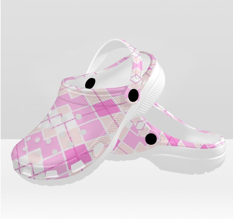 Plaid Superior Comfort Clogs in Red, Blue and Green Plaid alternative to Crocs exclusive collection offering durability, ventilation and a secure fit.