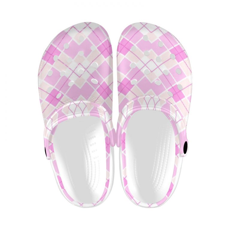 Plaid Superior Comfort Clogs in Red, Blue and Green Plaid alternative to Crocs exclusive collection offering durability, ventilation and a secure fit.