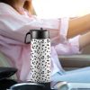 Custom Sports Water Bottle with Straw Lid - Premium stainless steel construction ensures durability and non-toxicity. Flip straw lid design for convenient opening and closing. Durable folding handle for easy portability at the gym. Double wall insulation keeps drinks warm or cold for a longer duration. Large 18 Oz capacity suitable for various occasions. Hand wash ONLY with soapy hot water for maintenance.
