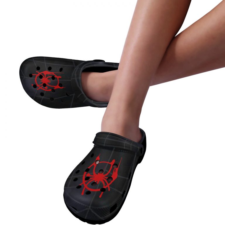 crocs foam Ultimate Spiderman Spider-verse Paint Webs Peter Parker Miles Morales Biracial Puerto Rican Black Man Black Hero Super Hero Spider-Man