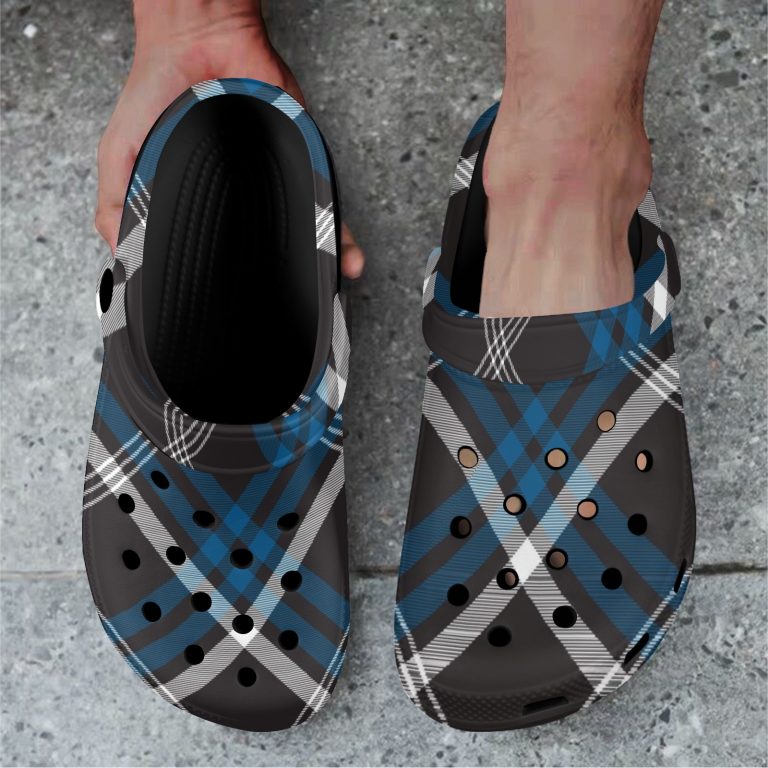 Plaid Superior Comfort Clogs in Red, Blue and Green Plaid alternative to Crocs exclusive collection offering durability, ventilation and a secure fit.