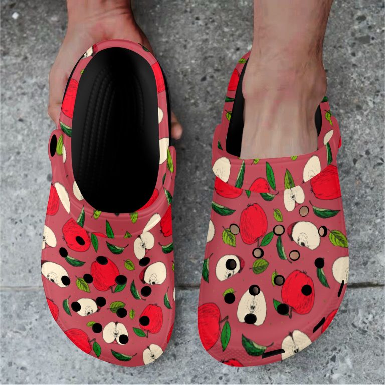 Abundifind Crocs - Waterproof, dirt-resistant, and breathable foam lounge shoes with vibrant fruit-inspired prints. Find the perfect pair in Apple, Cherry, Blueberry, Lemon, and Pear designs.