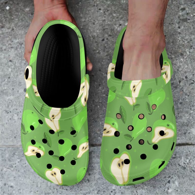 Abundifind Crocs - Waterproof, dirt-resistant, and breathable foam lounge shoes with vibrant fruit-inspired prints. Find the perfect pair in Apple, Cherry, Blueberry, Lemon, and Pear designs.
