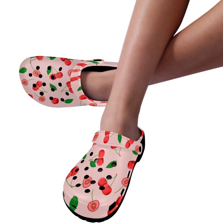 Abundifind Crocs - Waterproof, dirt-resistant, and breathable foam lounge shoes with vibrant fruit-inspired prints. Find the perfect pair in Apple, Cherry, Blueberry, Lemon, and Pear designs.