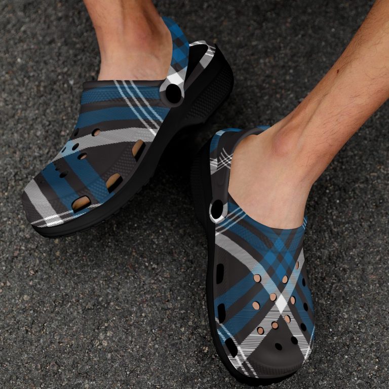 Plaid Superior Comfort Clogs in Red, Blue and Green Plaid alternative to Crocs exclusive collection offering durability, ventilation and a secure fit.