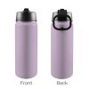 Custom Sports Water Bottle with Straw Lid - Premium stainless steel construction ensures durability and non-toxicity. Flip straw lid design for convenient opening and closing. Durable folding handle for easy portability at the gym. Double wall insulation keeps drinks warm or cold for a longer duration. Large 18 Oz capacity suitable for various occasions. Hand wash ONLY with soapy hot water for maintenance.