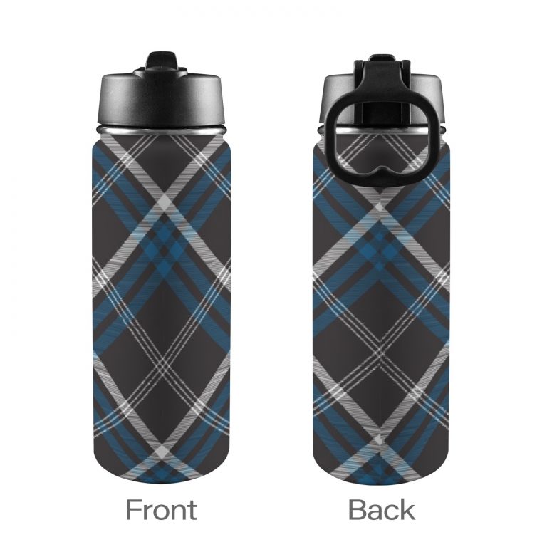 Custom Sports Water Bottle with Straw Lid - Premium stainless steel construction ensures durability and non-toxicity. Flip straw lid design for convenient opening and closing. Durable folding handle for easy portability at the gym. Double wall insulation keeps drinks warm or cold for a longer duration. Large 18 Oz capacity suitable for various occasions. Hand wash ONLY with soapy hot water for maintenance.