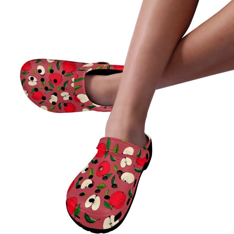 Abundifind Crocs - Waterproof, dirt-resistant, and breathable foam lounge shoes with vibrant fruit-inspired prints. Find the perfect pair in Apple, Cherry, Blueberry, Lemon, and Pear designs.