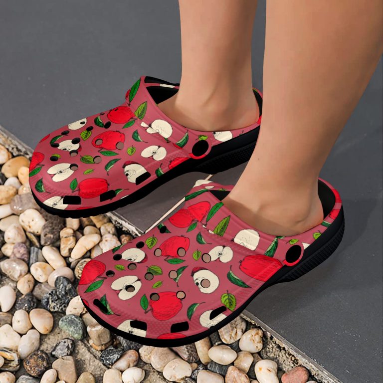 Abundifind Crocs - Waterproof, dirt-resistant, and breathable foam lounge shoes with vibrant fruit-inspired prints. Find the perfect pair in Apple, Cherry, Blueberry, Lemon, and Pear designs.