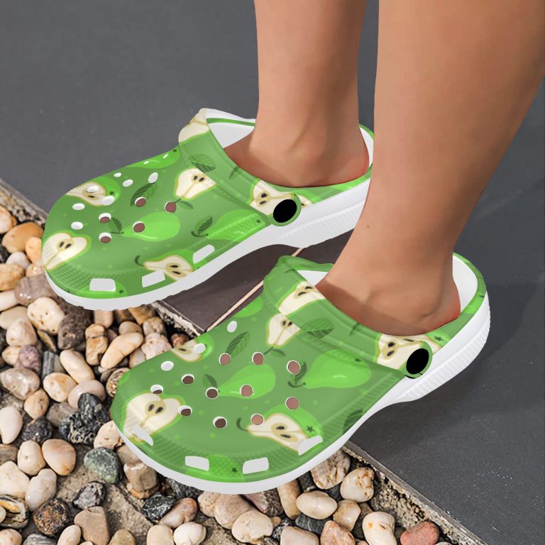 Abundifind Crocs - Waterproof, dirt-resistant, and breathable foam lounge shoes with vibrant fruit-inspired prints. Find the perfect pair in Apple, Cherry, Blueberry, Lemon, and Pear designs.