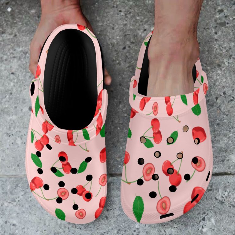 Abundifind Crocs - Waterproof, dirt-resistant, and breathable foam lounge shoes with vibrant fruit-inspired prints. Find the perfect pair in Apple, Cherry, Blueberry, Lemon, and Pear designs.