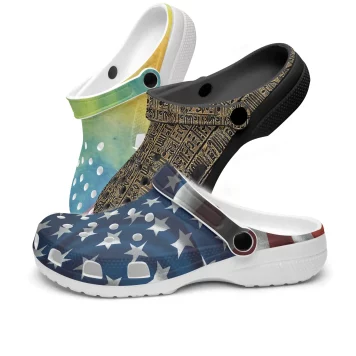 Discover the ultimate blend of style and comfort with Abundifind’s Elite Comfort Themed Clogs, a superior alternative to Crocs. Crafted from lightweight, durable EVA material, these slip-on clogs feature innovative ventilation, adjustable heel straps, and supportive insoles for all-day wear. Choose from unique designs, including the American Flag, Kemet Ankh over Hieroglyphs, and Watercolor Rainbow, to express your personal style. Sustainable and easy to maintain, these versatile clogs offer a breathable, eco-friendly footwear option perfect for any occasion.