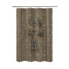 Pharaohs Ankh Hieroglyphs Shower Curtain: Add durability and style to your bathroom with this captivating curtain. Crafted from 100% polyester, it offers durability and softness. The one-sided printing features the Pharaohs Ankh Hieroglyphs design, adding ancient charm. It fits most standard bath tubs and comes with C-shaped curtain hooks for easy installation. The tough and splash-resistant material keeps water where it belongs, while being easy to clean. Transform your bathroom into an ancient sanctuary with our Pharaohs Ankh Hieroglyphs Shower Curtain. Upgrade your shower experience today!