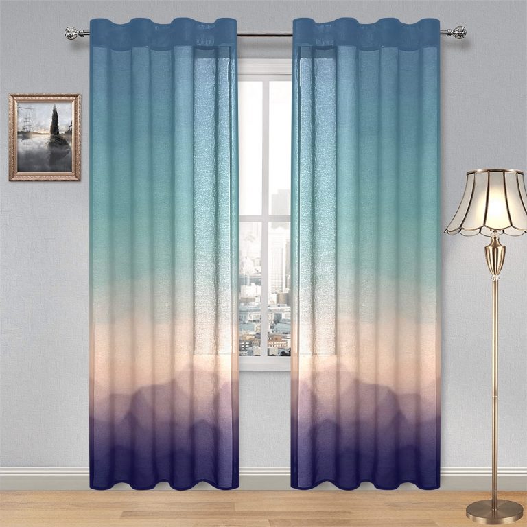 Ombre Gauze Curtain: Create a unique and cozy atmosphere with our captivating Blue, Orange, and Pink variations. Made from soft, transparent gauze material, it allows light to filter through while adding an elegant Ombre print. Each package includes two pieces for full coverage, and our premium vivid printing brings the design to life. Use it as a window treatment, room divider, or canopy bed drape to add charm and elegance to any space. Elevate your decor with our Ombre Gauze Curtain today!