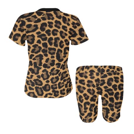 Animal Print Short Yoga Set: Cheetah, Cow, Leopard, Mermaid Scales, and Rose Leopard styles. 95% polyester, 5% spandex blend. Soft, stretchy, lightweight, and quick-drying fabric. Versatile for various exercises. Machine washable. Unleash your wild side and make a bold fashion statement. Note: Prints are for aesthetic purposes only, no real animal fur or skin. Embrace your untamed spirit!
