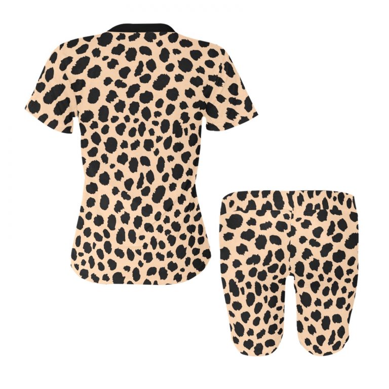 Animal Print Short Yoga Set: Cheetah, Cow, Leopard, Mermaid Scales, and Rose Leopard styles. 95% polyester, 5% spandex blend. Soft, stretchy, lightweight, and quick-drying fabric. Versatile for various exercises. Machine washable. Unleash your wild side and make a bold fashion statement. Note: Prints are for aesthetic purposes only, no real animal fur or skin. Embrace your untamed spirit!