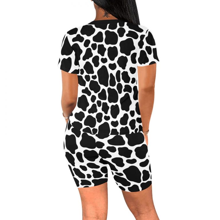 Animal Print Short Yoga Set: Cheetah, Cow, Leopard, Mermaid Scales, and Rose Leopard styles. 95% polyester, 5% spandex blend. Soft, stretchy, lightweight, and quick-drying fabric. Versatile for various exercises. Machine washable. Unleash your wild side and make a bold fashion statement. Note: Prints are for aesthetic purposes only, no real animal fur or skin. Embrace your untamed spirit!