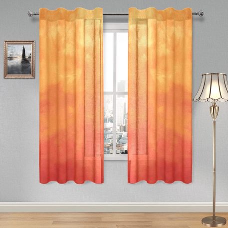 Ombre Gauze Curtain: Create a unique and cozy atmosphere with our captivating Blue, Orange, and Pink variations. Made from soft, transparent gauze material, it allows light to filter through while adding an elegant Ombre print. Each package includes two pieces for full coverage, and our premium vivid printing brings the design to life. Use it as a window treatment, room divider, or canopy bed drape to add charm and elegance to any space. Elevate your decor with our Ombre Gauze Curtain today!