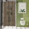 Pharaohs Ankh Hieroglyphs Shower Curtain: Add durability and style to your bathroom with this captivating curtain. Crafted from 100% polyester, it offers durability and softness. The one-sided printing features the Pharaohs Ankh Hieroglyphs design, adding ancient charm. It fits most standard bath tubs and comes with C-shaped curtain hooks for easy installation. The tough and splash-resistant material keeps water where it belongs, while being easy to clean. Transform your bathroom into an ancient sanctuary with our Pharaohs Ankh Hieroglyphs Shower Curtain. Upgrade your shower experience today!