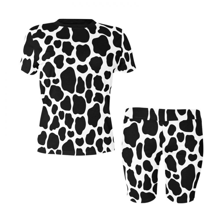Animal Print Short Yoga Set: Cheetah, Cow, Leopard, Mermaid Scales, and Rose Leopard styles. 95% polyester, 5% spandex blend. Soft, stretchy, lightweight, and quick-drying fabric. Versatile for various exercises. Machine washable. Unleash your wild side and make a bold fashion statement. Note: Prints are for aesthetic purposes only, no real animal fur or skin. Embrace your untamed spirit!
