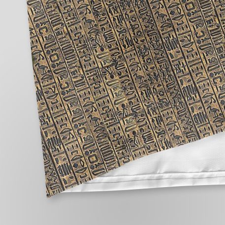 Pharaohs Ankh Hieroglyphs Shower Curtain: Add durability and style to your bathroom with this captivating curtain. Crafted from 100% polyester, it offers durability and softness. The one-sided printing features the Pharaohs Ankh Hieroglyphs design, adding ancient charm. It fits most standard bath tubs and comes with C-shaped curtain hooks for easy installation. The tough and splash-resistant material keeps water where it belongs, while being easy to clean. Transform your bathroom into an ancient sanctuary with our Pharaohs Ankh Hieroglyphs Shower Curtain. Upgrade your shower experience today!