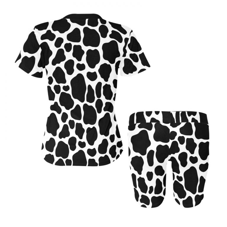 Animal Print Short Yoga Set: Cheetah, Cow, Leopard, Mermaid Scales, and Rose Leopard styles. 95% polyester, 5% spandex blend. Soft, stretchy, lightweight, and quick-drying fabric. Versatile for various exercises. Machine washable. Unleash your wild side and make a bold fashion statement. Note: Prints are for aesthetic purposes only, no real animal fur or skin. Embrace your untamed spirit!