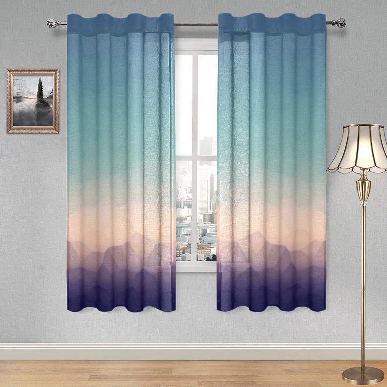 Ombre Gauze Curtain: Create a unique and cozy atmosphere with our captivating Blue, Orange, and Pink variations. Made from soft, transparent gauze material, it allows light to filter through while adding an elegant Ombre print. Each package includes two pieces for full coverage, and our premium vivid printing brings the design to life. Use it as a window treatment, room divider, or canopy bed drape to add charm and elegance to any space. Elevate your decor with our Ombre Gauze Curtain today!