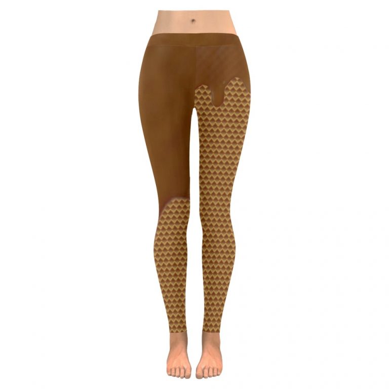 Dripping Ice Cream Waffle Cone Yoga Pants Spandex Leggings: Mouthwatering flavors, waffle cone print, high-quality material, skinny fit, tagless design, true to size, assembled in the USA, easy care. Perfect for yoga, workouts, or lounging. Note: Leggings do not contain actual ice cream or cones. Embrace your love for ice cream and stand out in style.