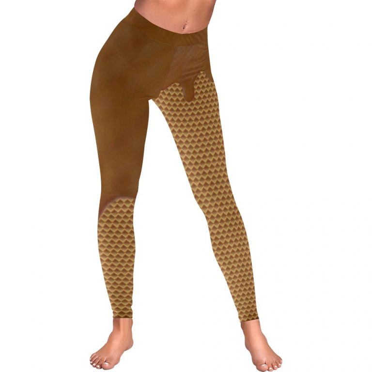 Dripping Ice Cream Waffle Cone Yoga Pants Spandex Leggings: Mouthwatering flavors, waffle cone print, high-quality material, skinny fit, tagless design, true to size, assembled in the USA, easy care. Perfect for yoga, workouts, or lounging. Note: Leggings do not contain actual ice cream or cones. Embrace your love for ice cream and stand out in style.