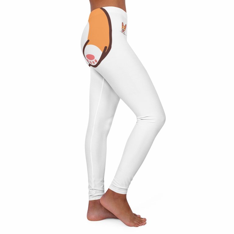 Corgi Butt Yoga Pants Spandex Leggings: Cute corgi design, various colors, comfortable fit, tagless, true to size, assembled in the USA, easy care. Perfect for yoga, workouts, or lounging. No actual pocket, corgi's face pops out. Embrace your love for corgis and show off your playful style.